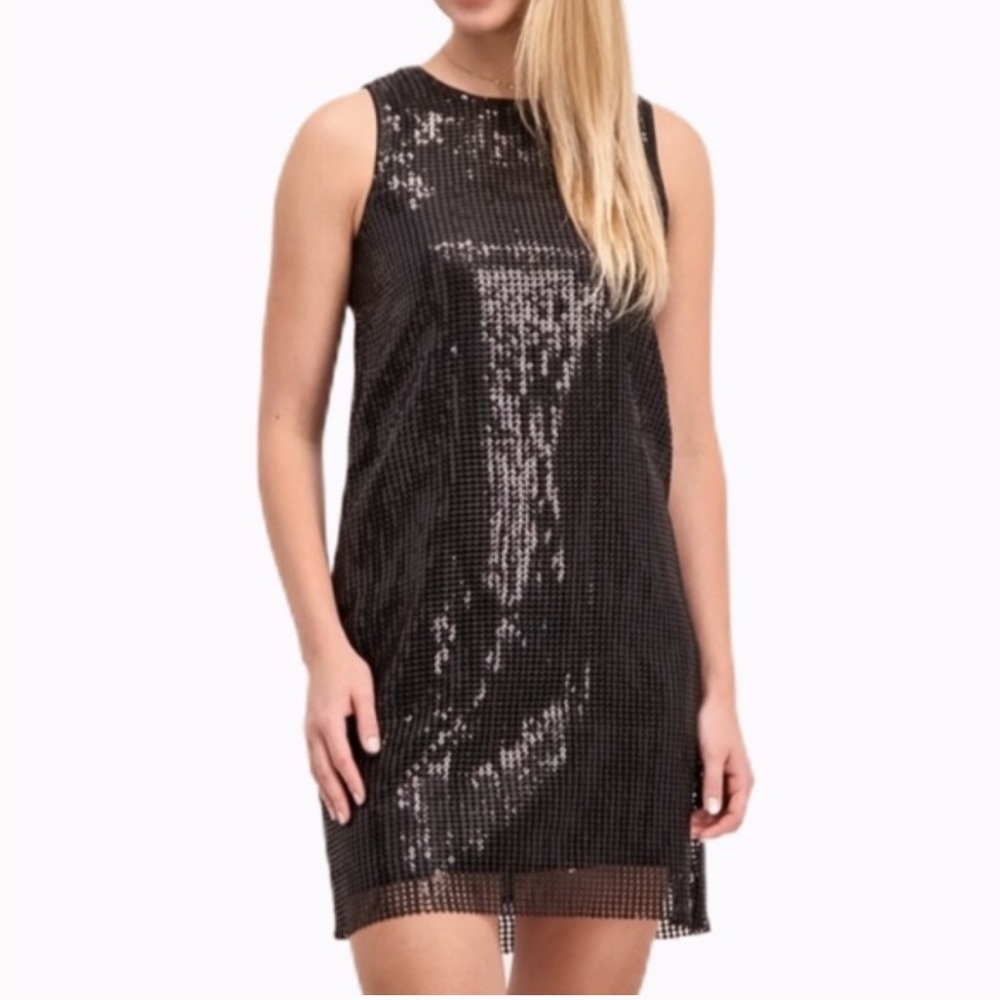 Michael Kors Black Sequin Shift Dress Black NWT Size 4 Cocktail Party Evening
